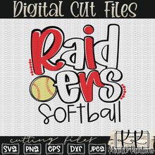 Load image into Gallery viewer, Raiders Softball Svg Design
