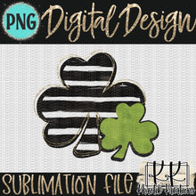 Load image into Gallery viewer, Black and White Striped Clover Png Design
