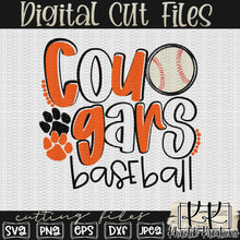 Load image into Gallery viewer, Cougars Baseball Svg Design
