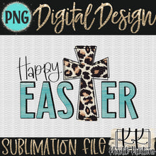 Load image into Gallery viewer, Happy Easter Leopard Cross Png Design
