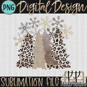 Leopard Christmas Trees Png Design