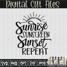 Load image into Gallery viewer, Sunrise Sunscreen Sunset Repeat Svg Design
