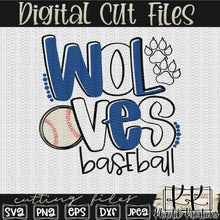 Load image into Gallery viewer, Wolves Baseball Svg Design
